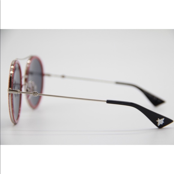 NEW GUCCI GG0061S 007 ROUND BLUE RED SUNGLASSES - Picture 5 of 11